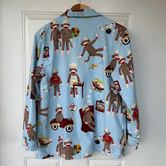 •Nick & Nora• Sock Monkey Pattern Pajama Set - Size Large - Picture 6 of 13